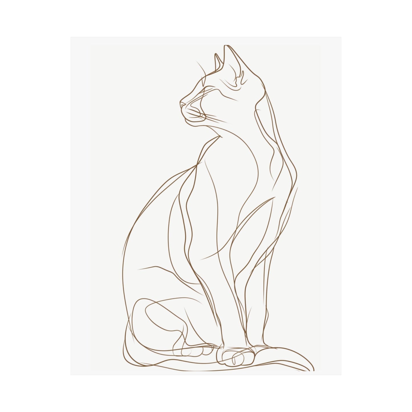 Minimalist Cat Line Art Printed Poster