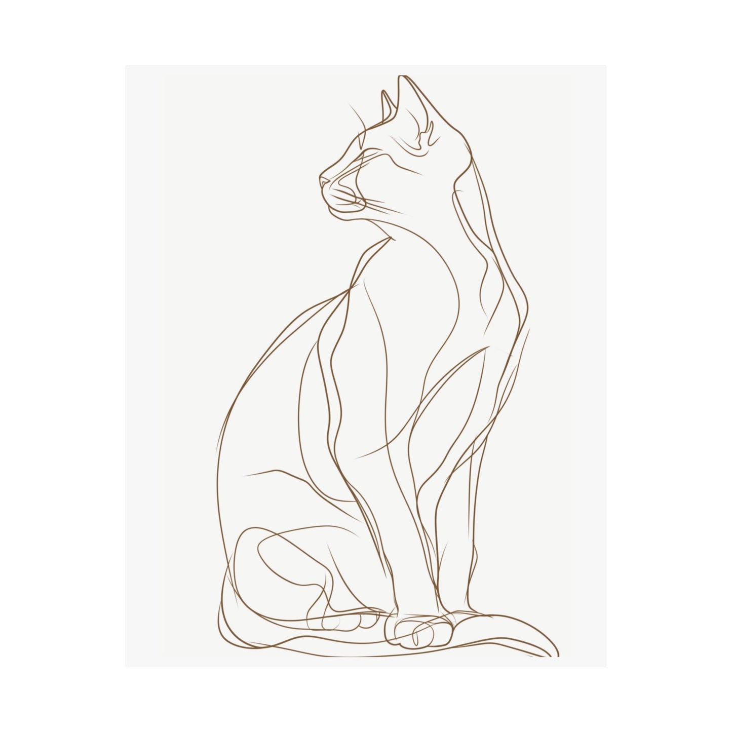 Minimalist Cat Line Art Printed Poster