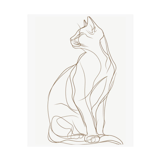 Minimalist Cat Line Art Printed Poster