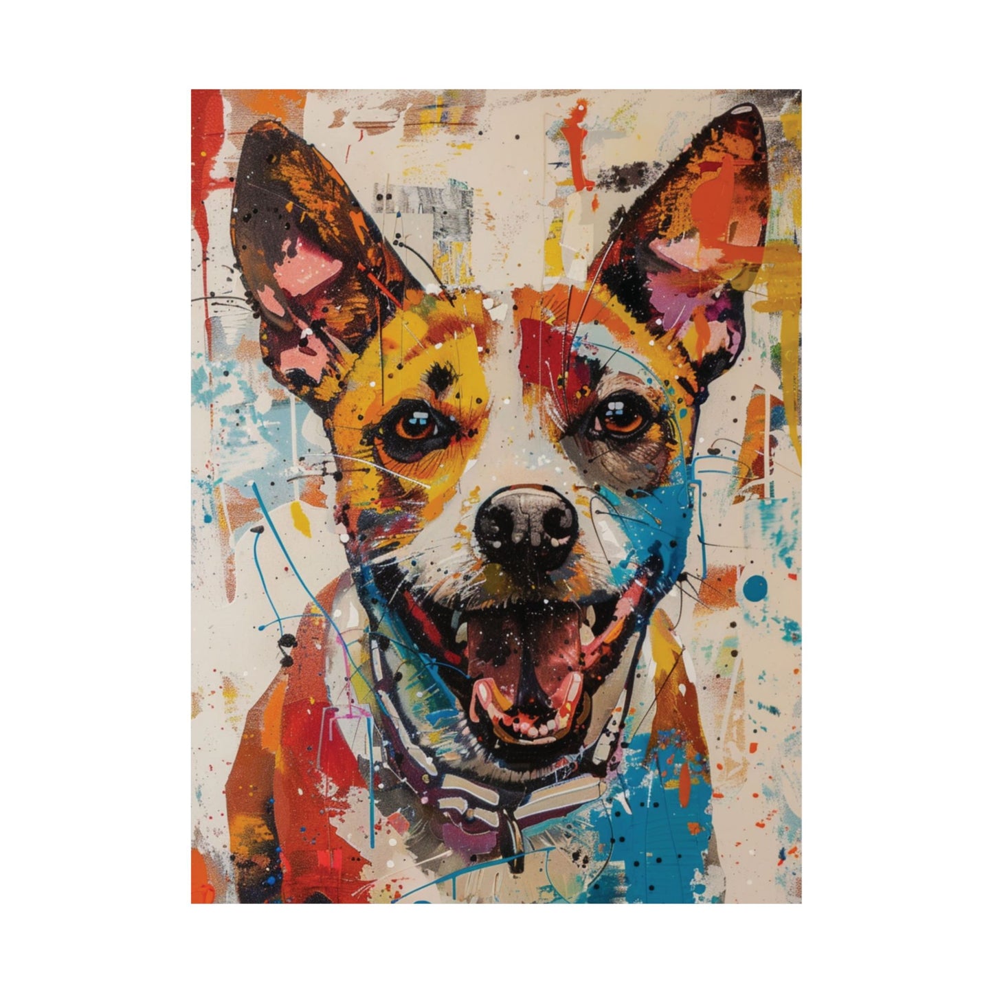 Colorful Happy Dog Printed Poster