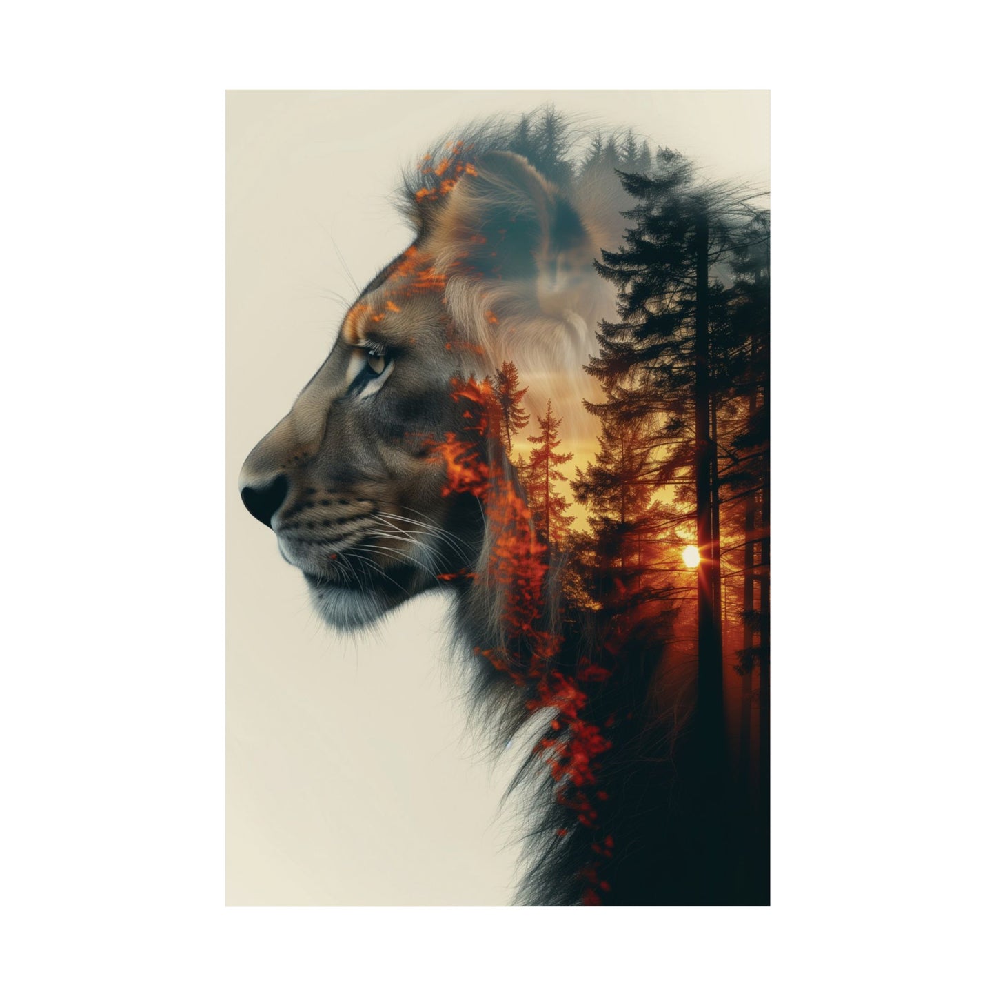 Lion Forest Spirit Printed Poster