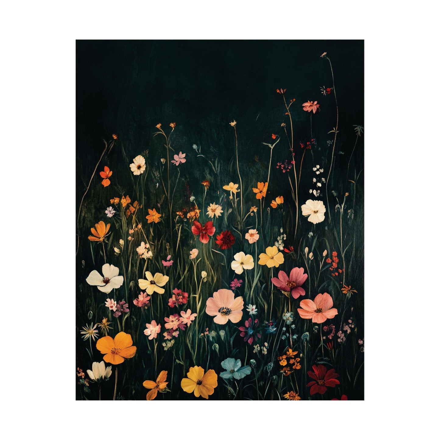 Night Meadow Wildflowers Printed Poster