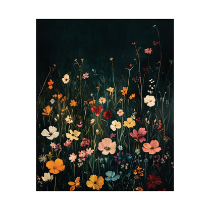 Night Meadow Wildflowers Poster