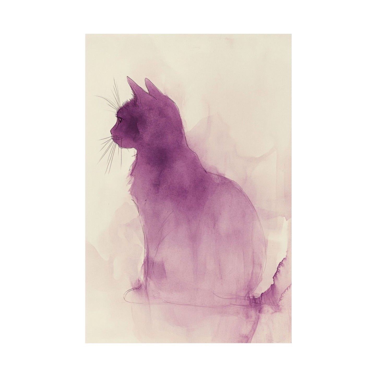 Purple Cat Silhouette Poster
