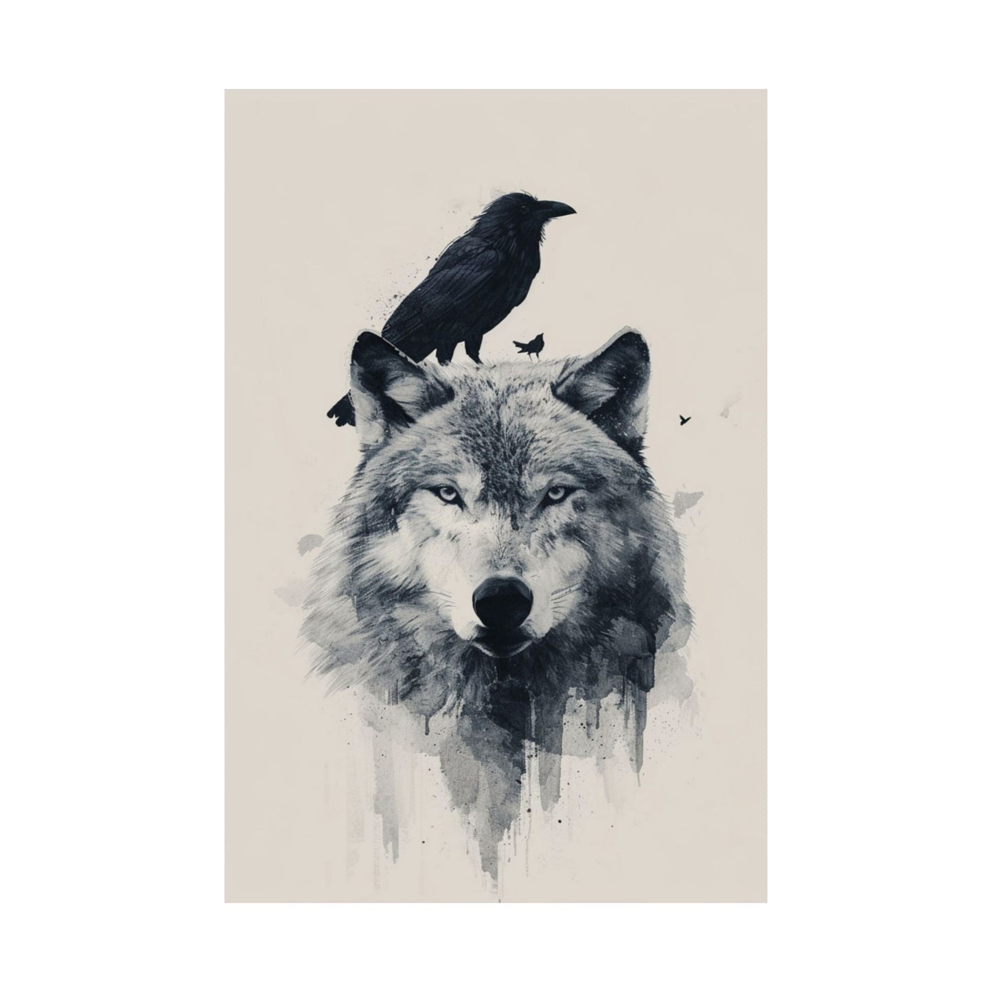 Wolf and Raven Art Print Printed Poster