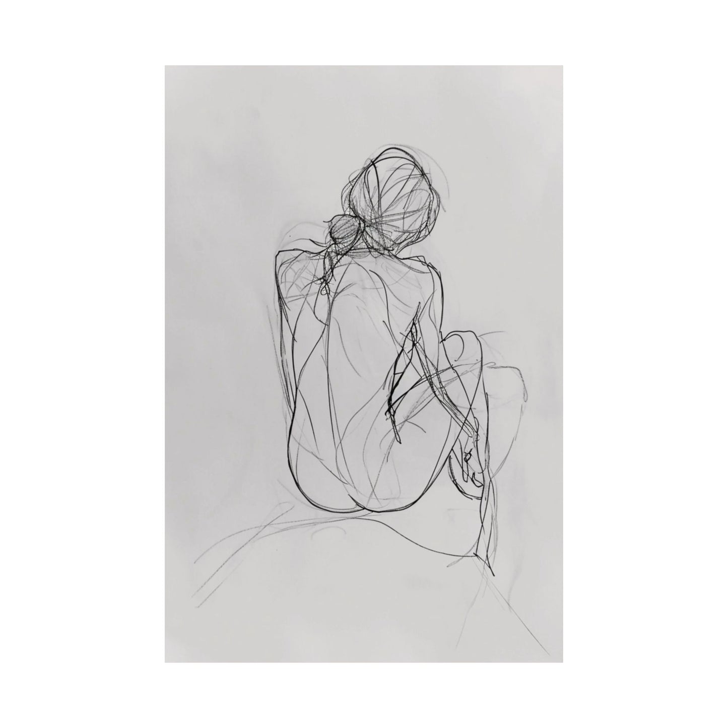 Seated Figure Sketch Printed Poster