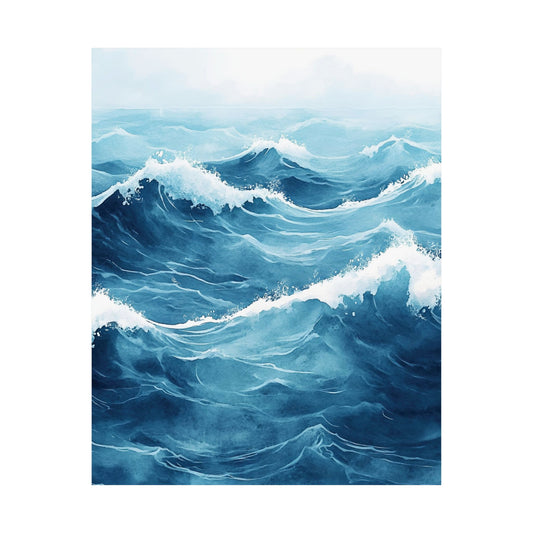 Watercolor Ocean Waves Printed Poster
