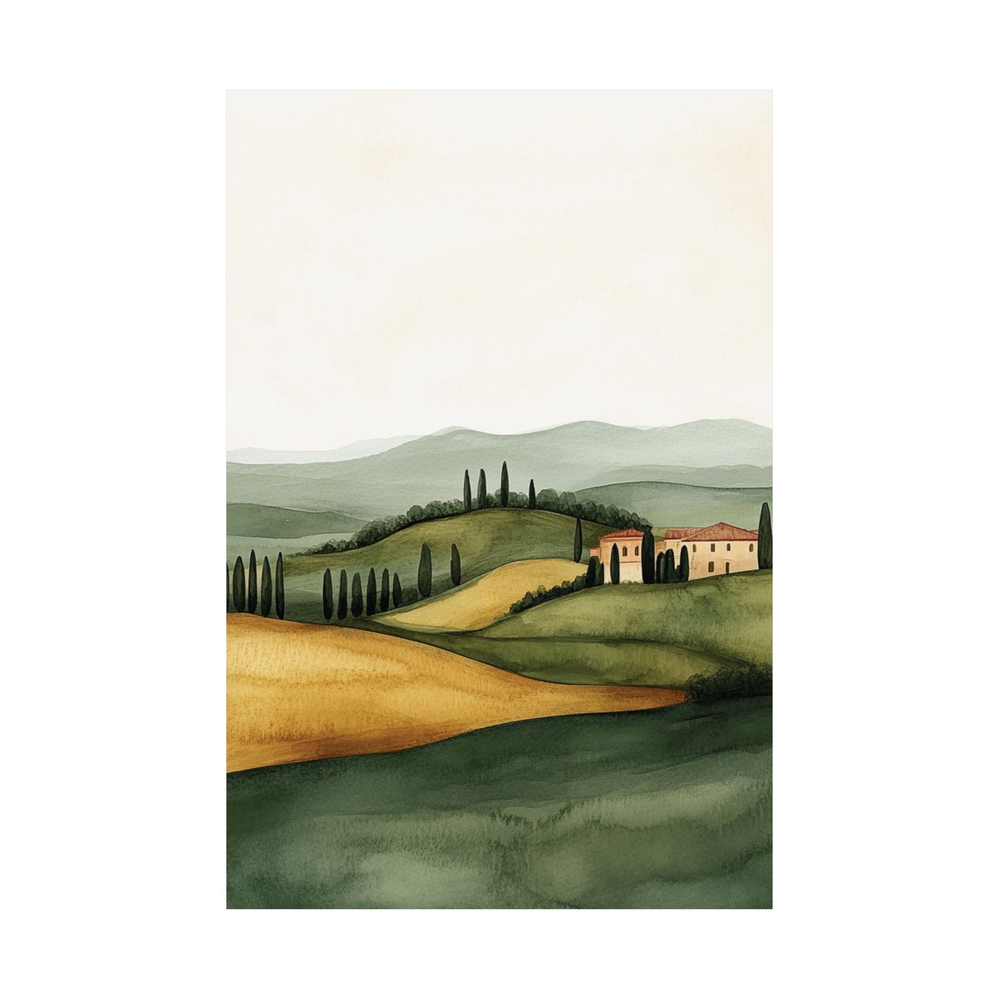 Mediterranean Rolling Fields Wall Art Poster