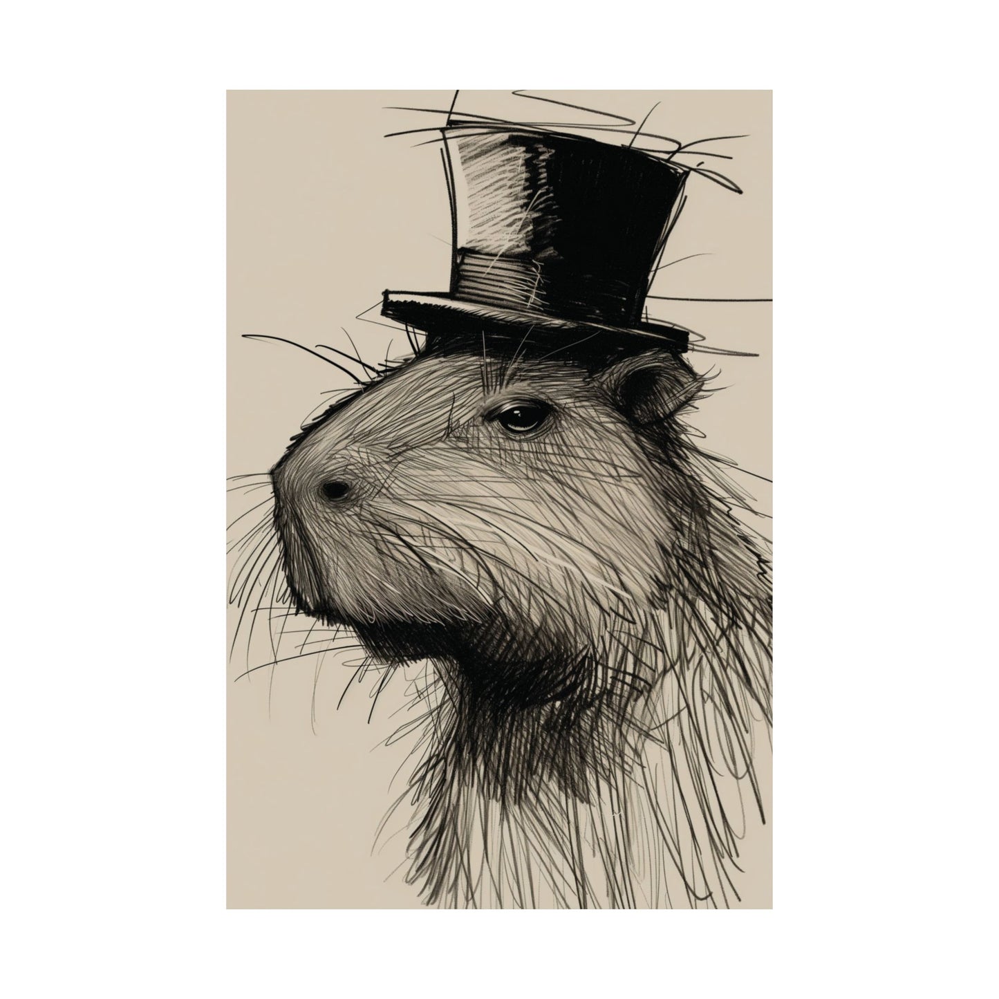 Capybara in Top Hat Printed Poster