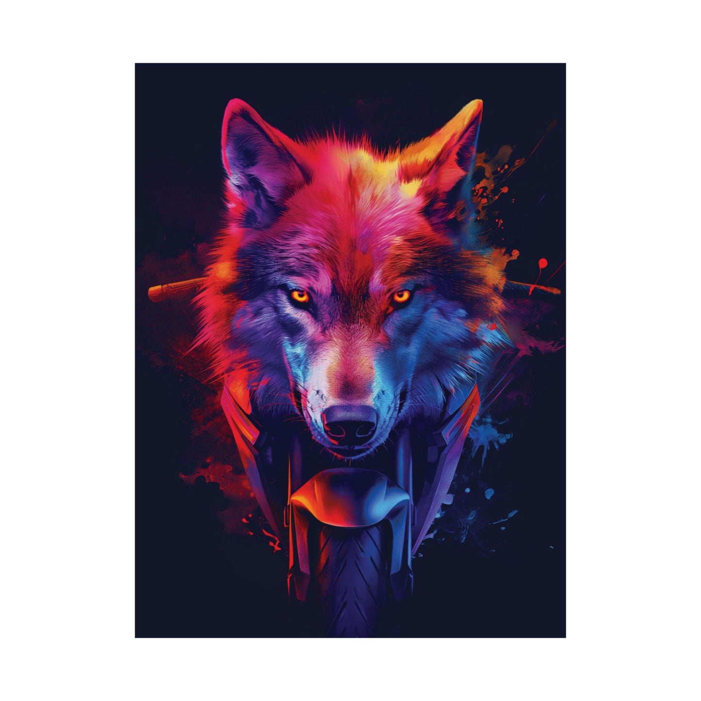 Neon Wolf Rider Printed Poster