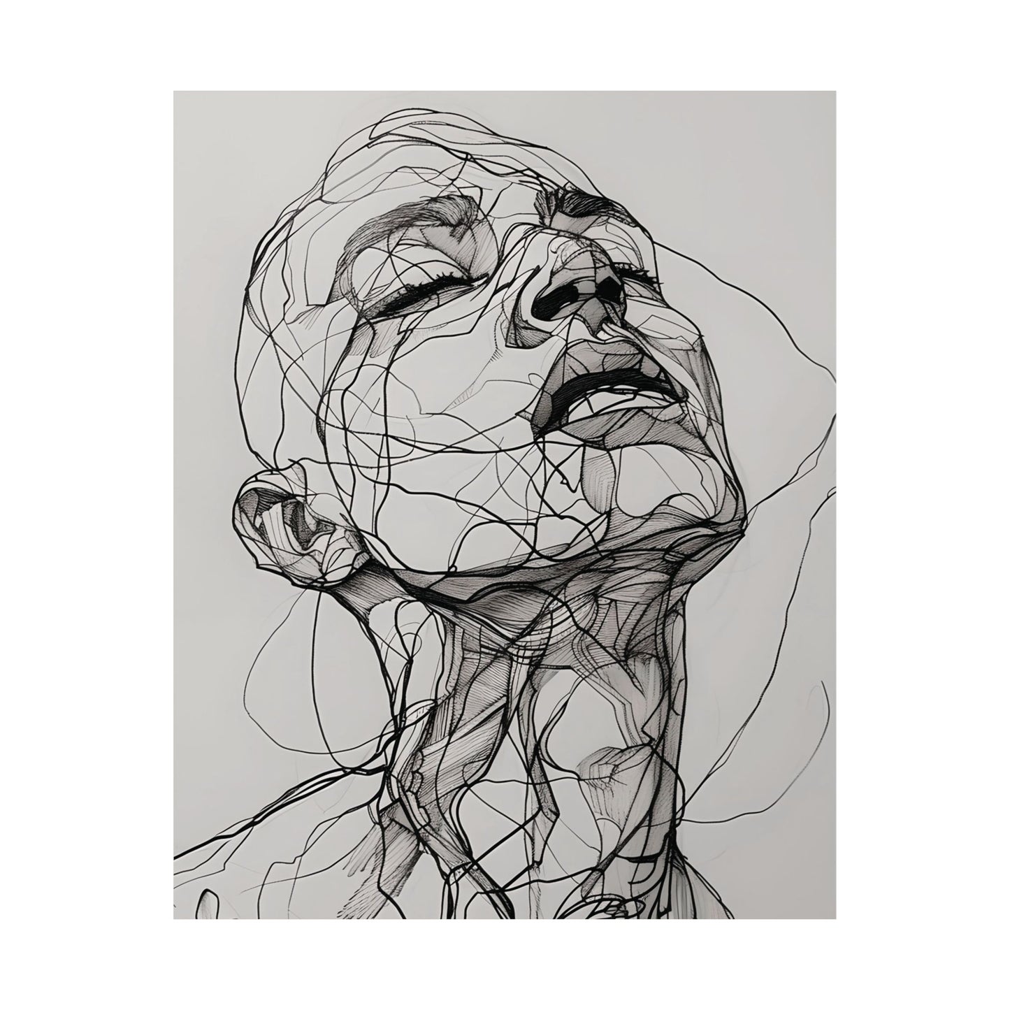Monochrome Expression Art Printed Poster
