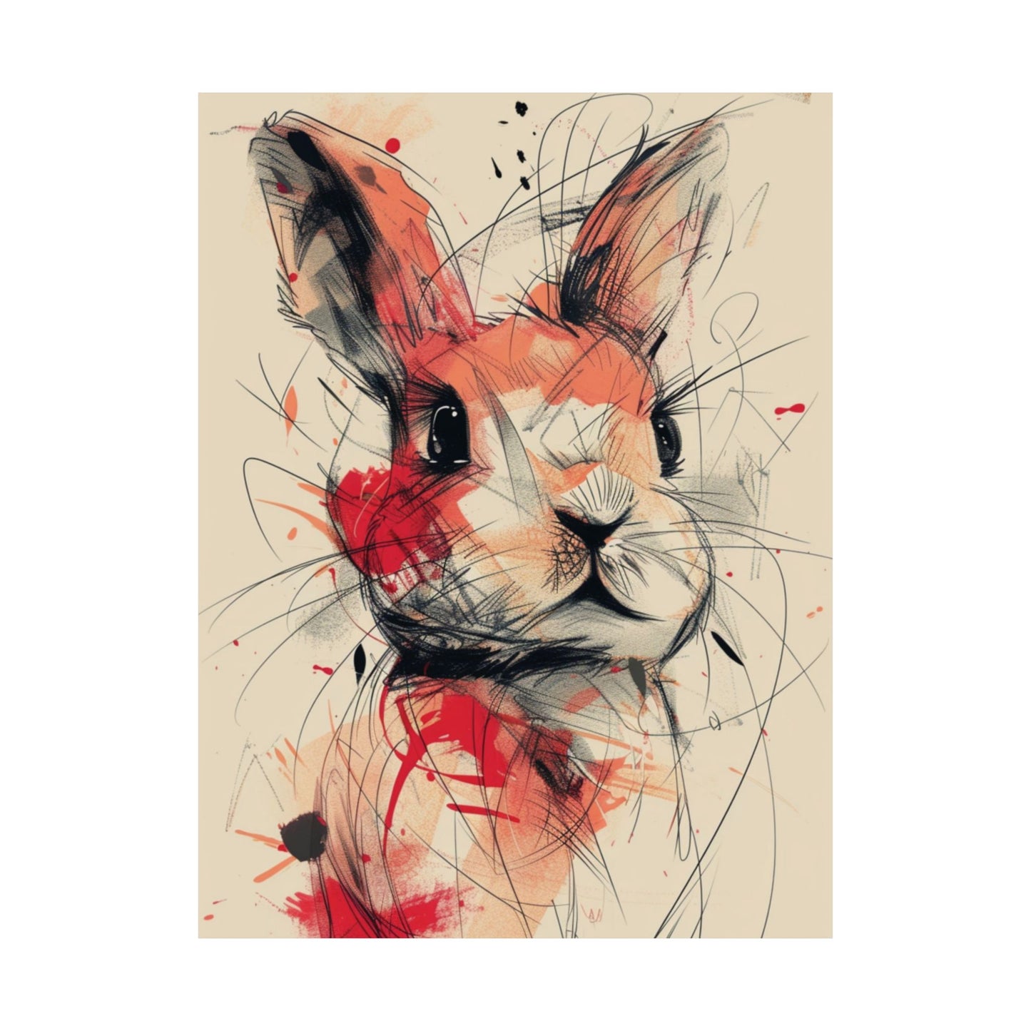 Abstract Rabbit Sketch Printed Poster