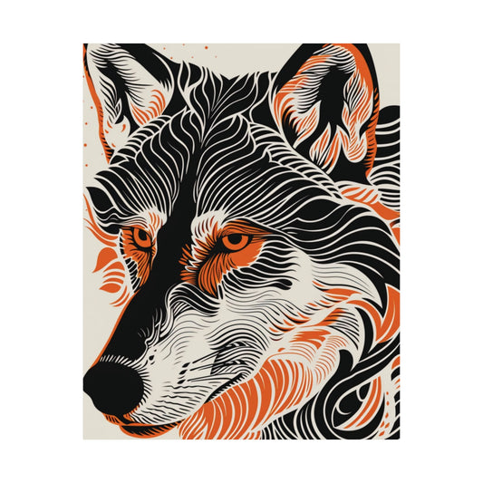 Wild Wolf Abstract Lines Printed Poster