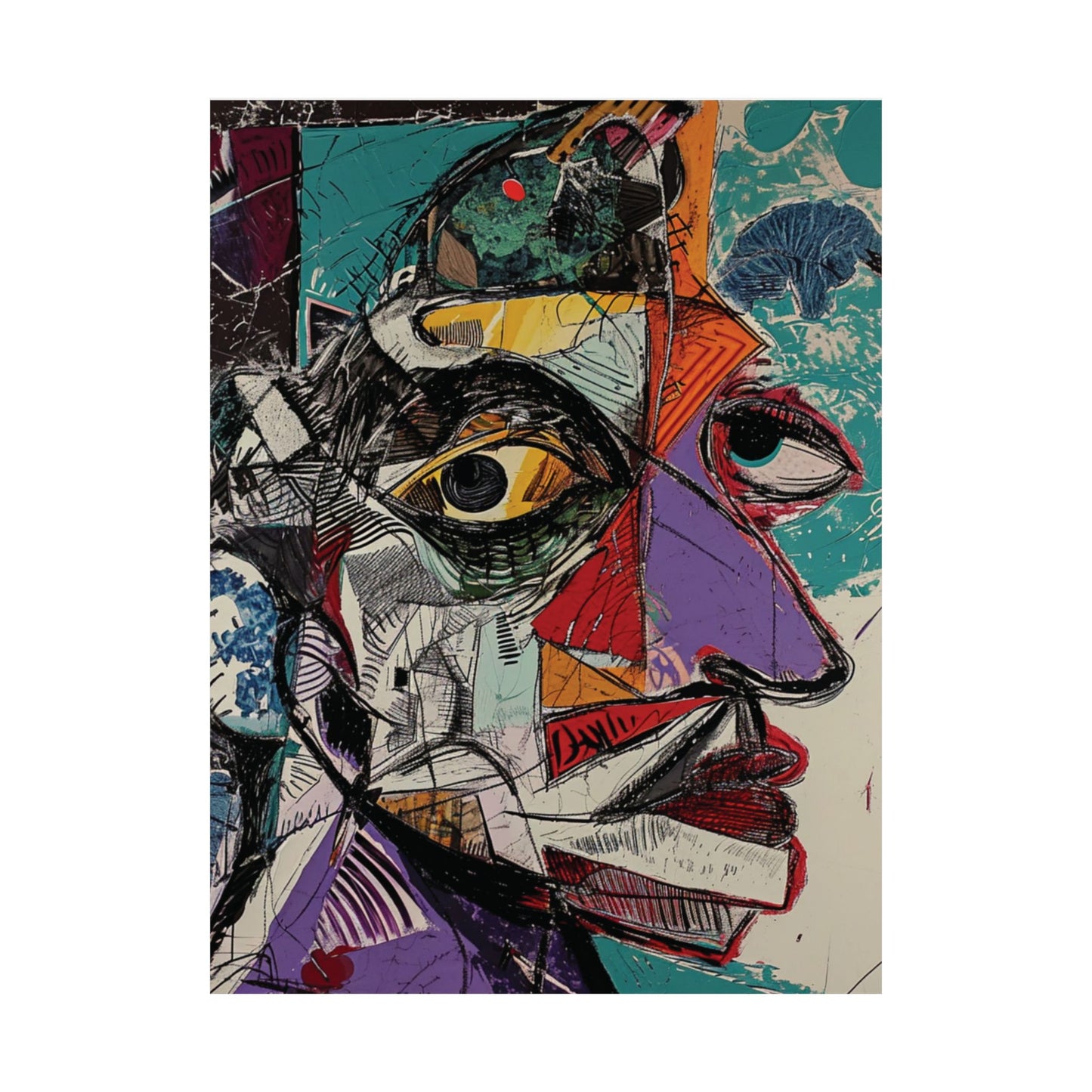 Cubist Face Expression Printed Poster