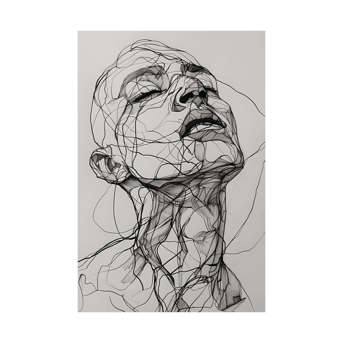 Monochrome Expression Art Printed Poster