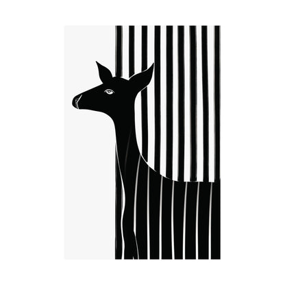 Monochrome Striped Deer Poster