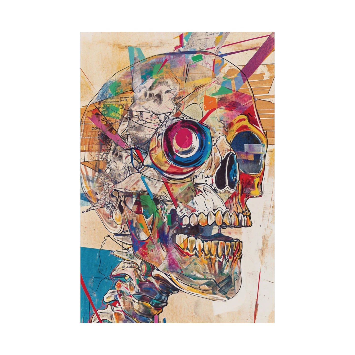 Neon Skull Printed Poster