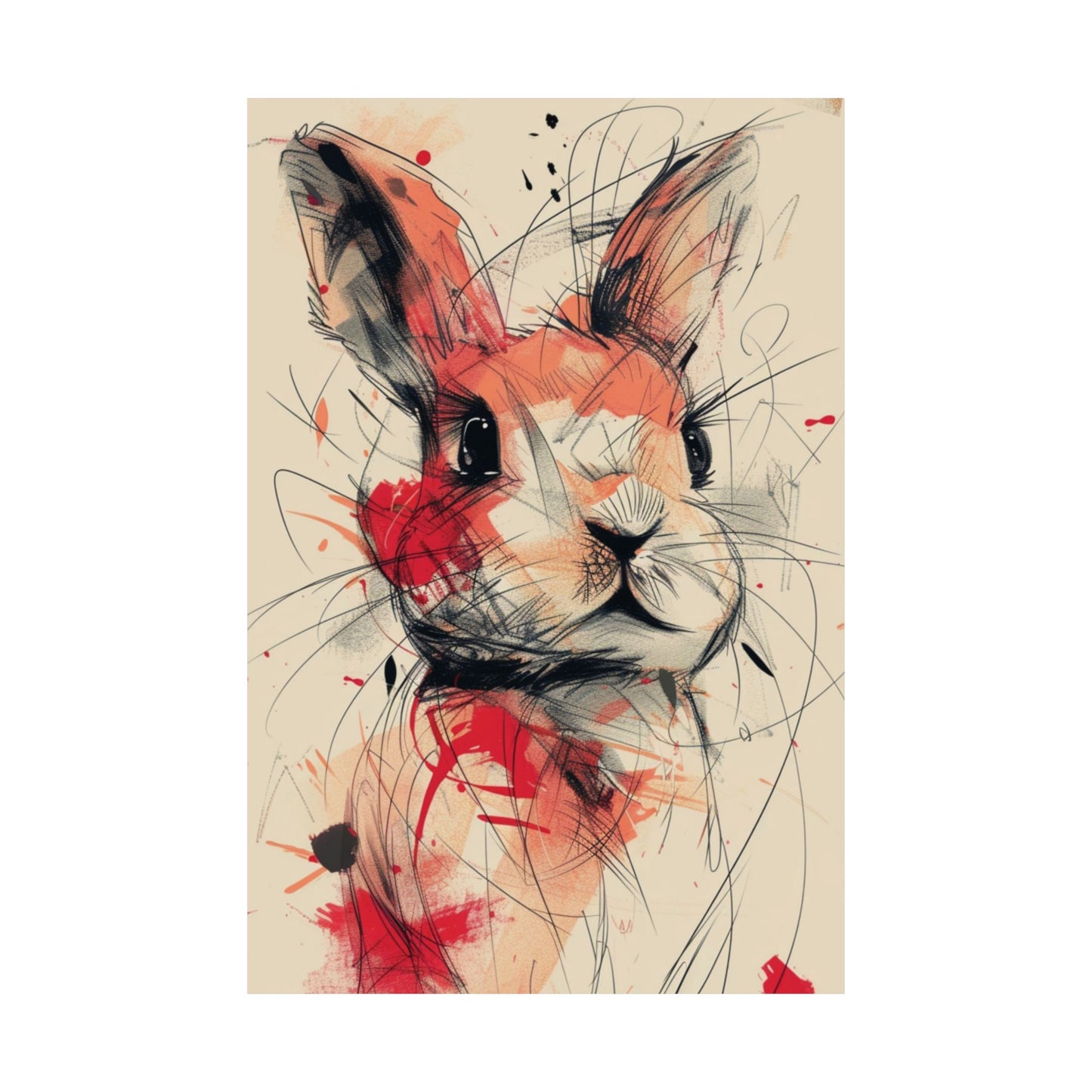 Abstract Rabbit Sketch Printed Poster