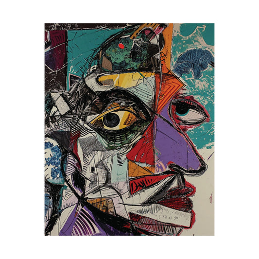 Cubist Face Expression Printed Poster