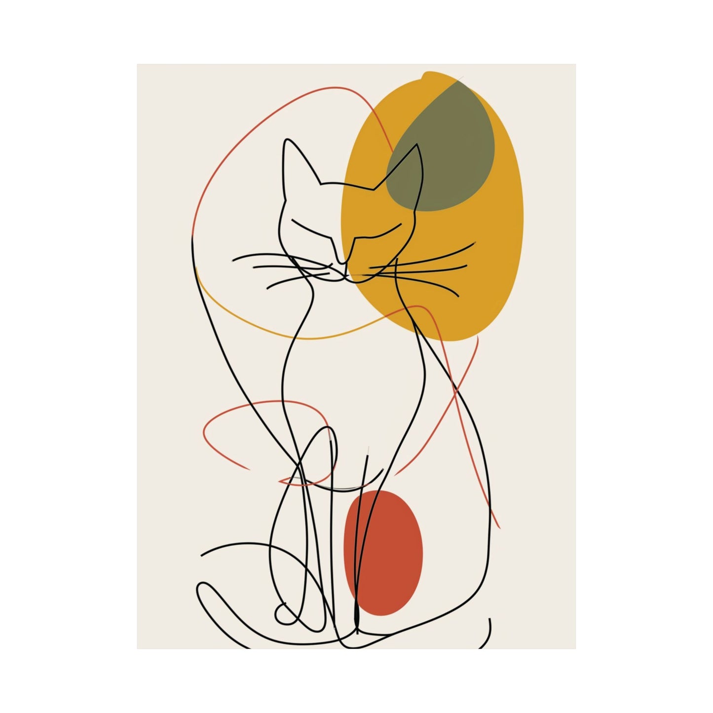 Abstract Cat in Autumn Tones Printed Poster
