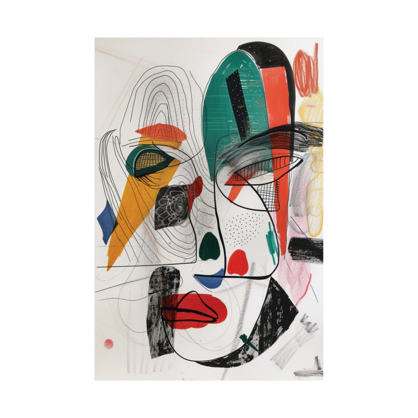 Abstract Face Composition Printed Poster