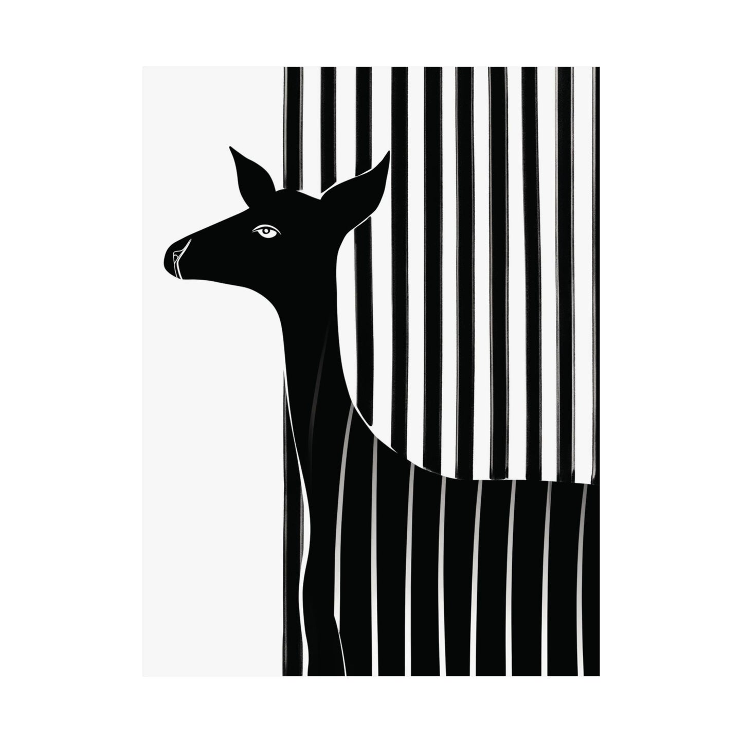Monochrome Striped Deer Printed Poster