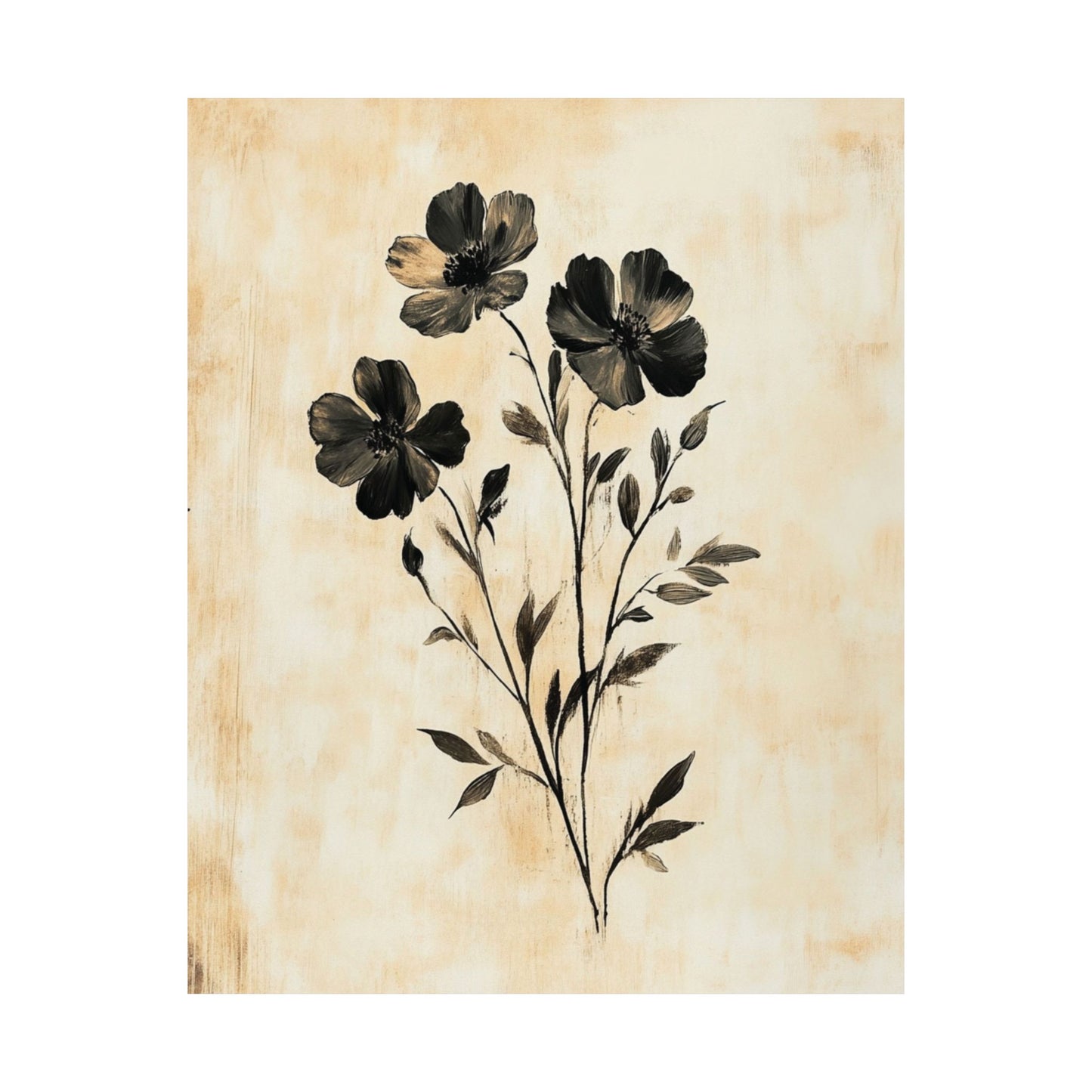 Antique Ink Blossom Poster