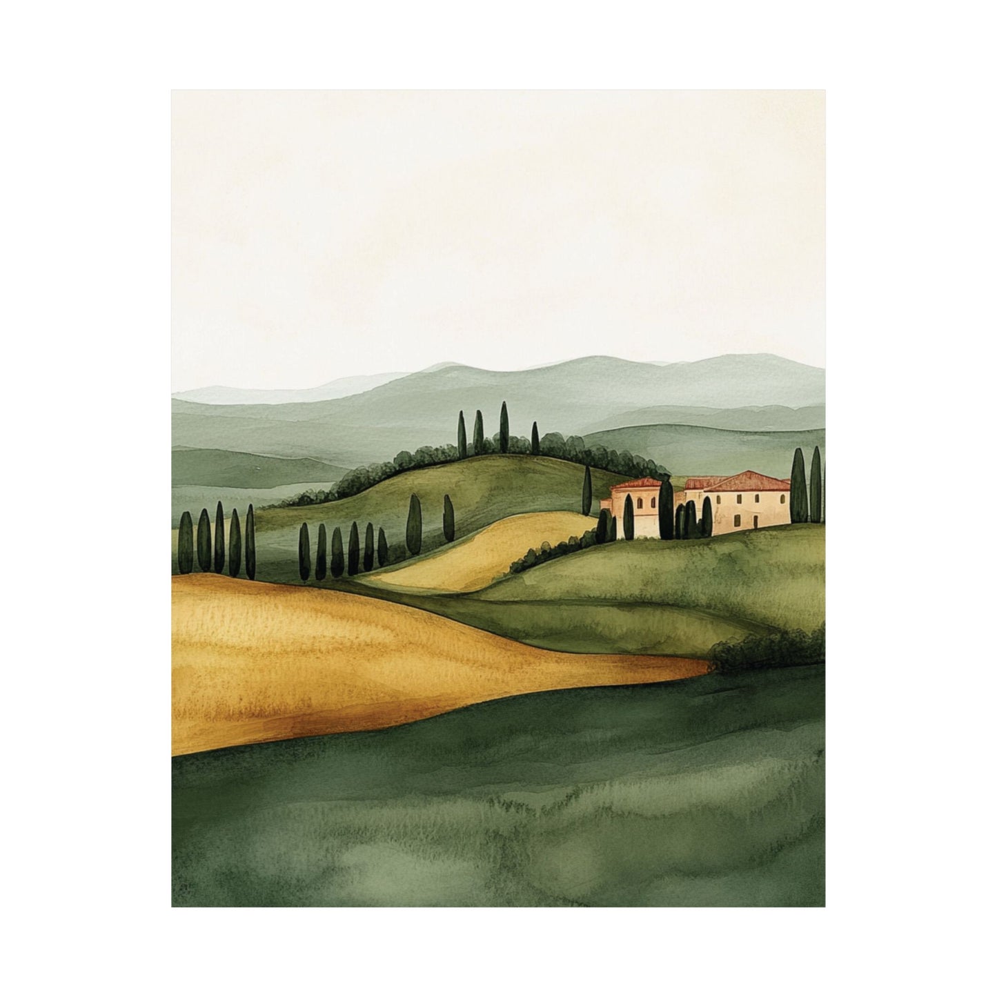 Mediterranean Rolling Fields Wall Art Poster