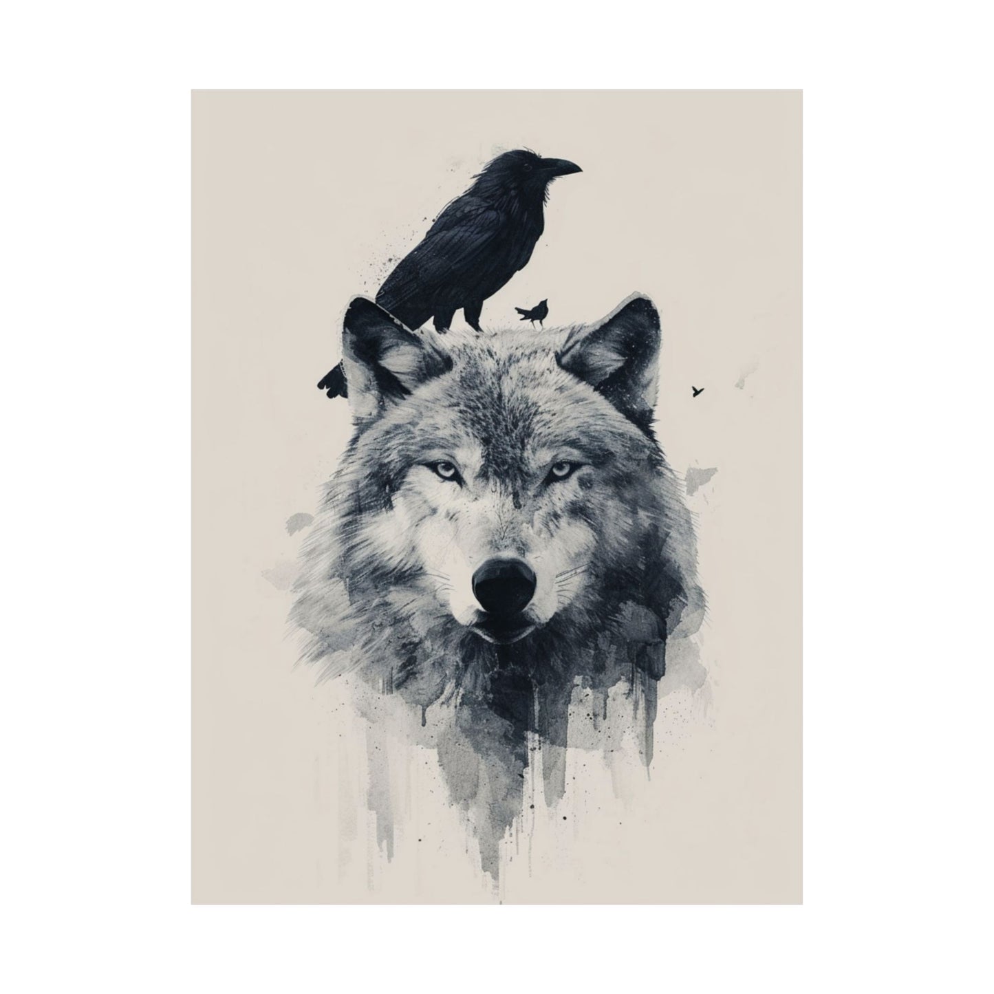Wolf and Raven Art Print Printed Poster