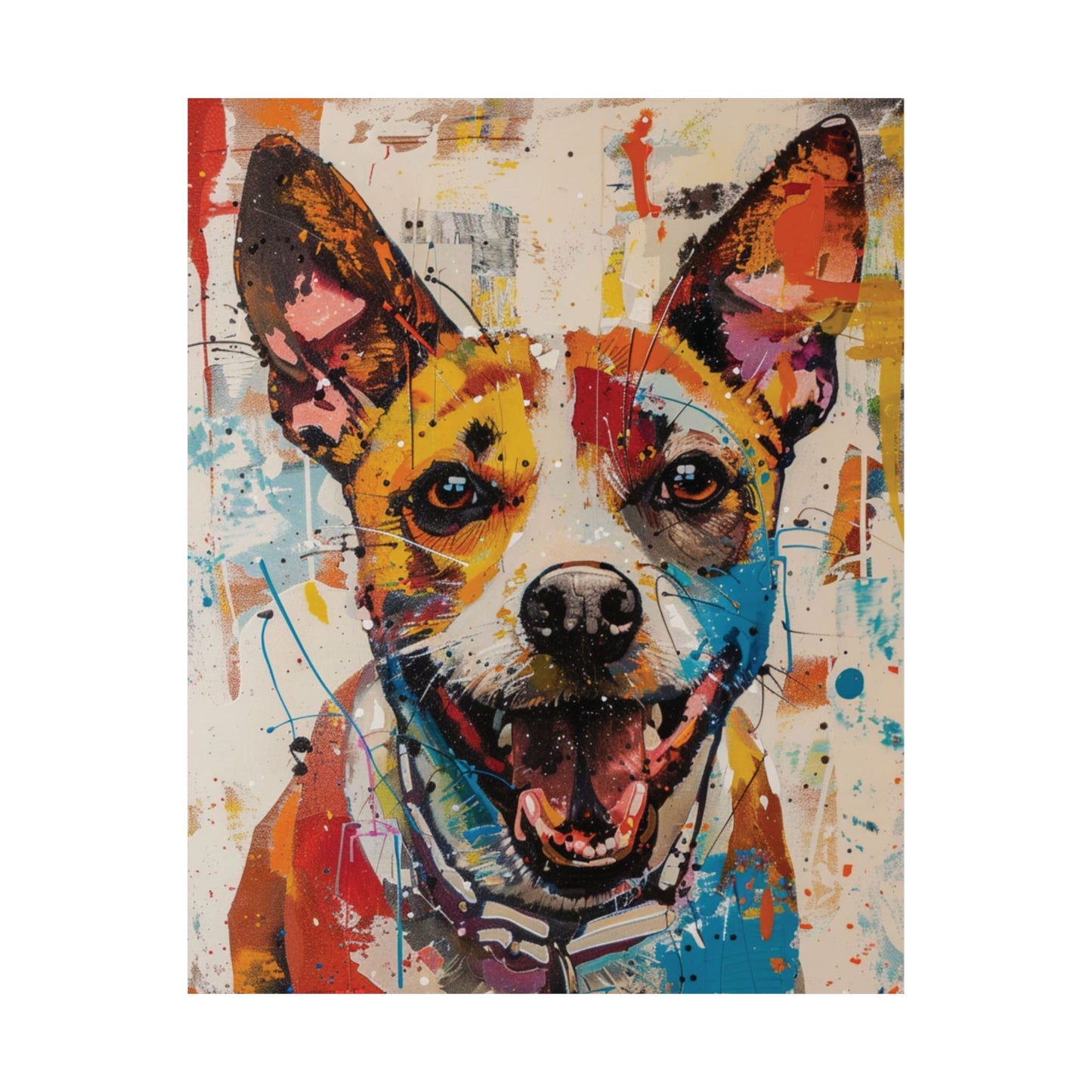 Colorful Happy Dog Printed Poster