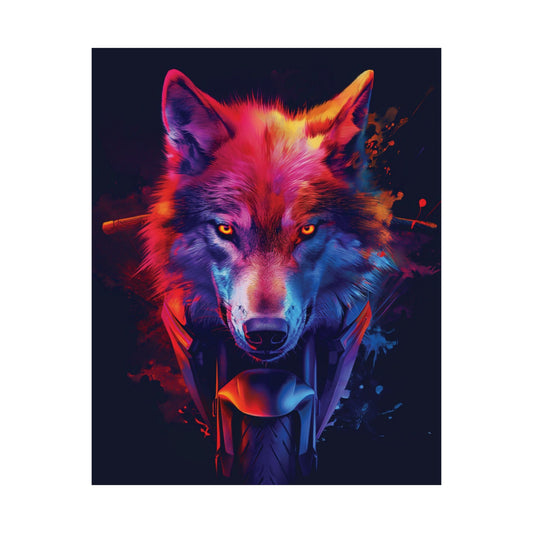 Neon Wolf Rider Printed Poster