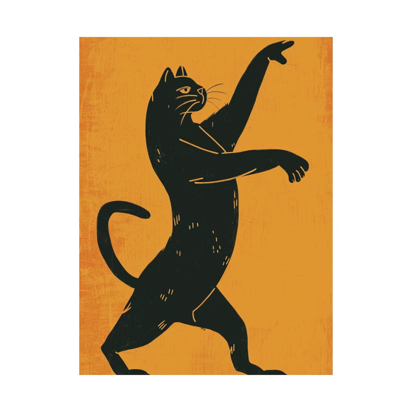 26: Dancing Black Cat Printed Poster