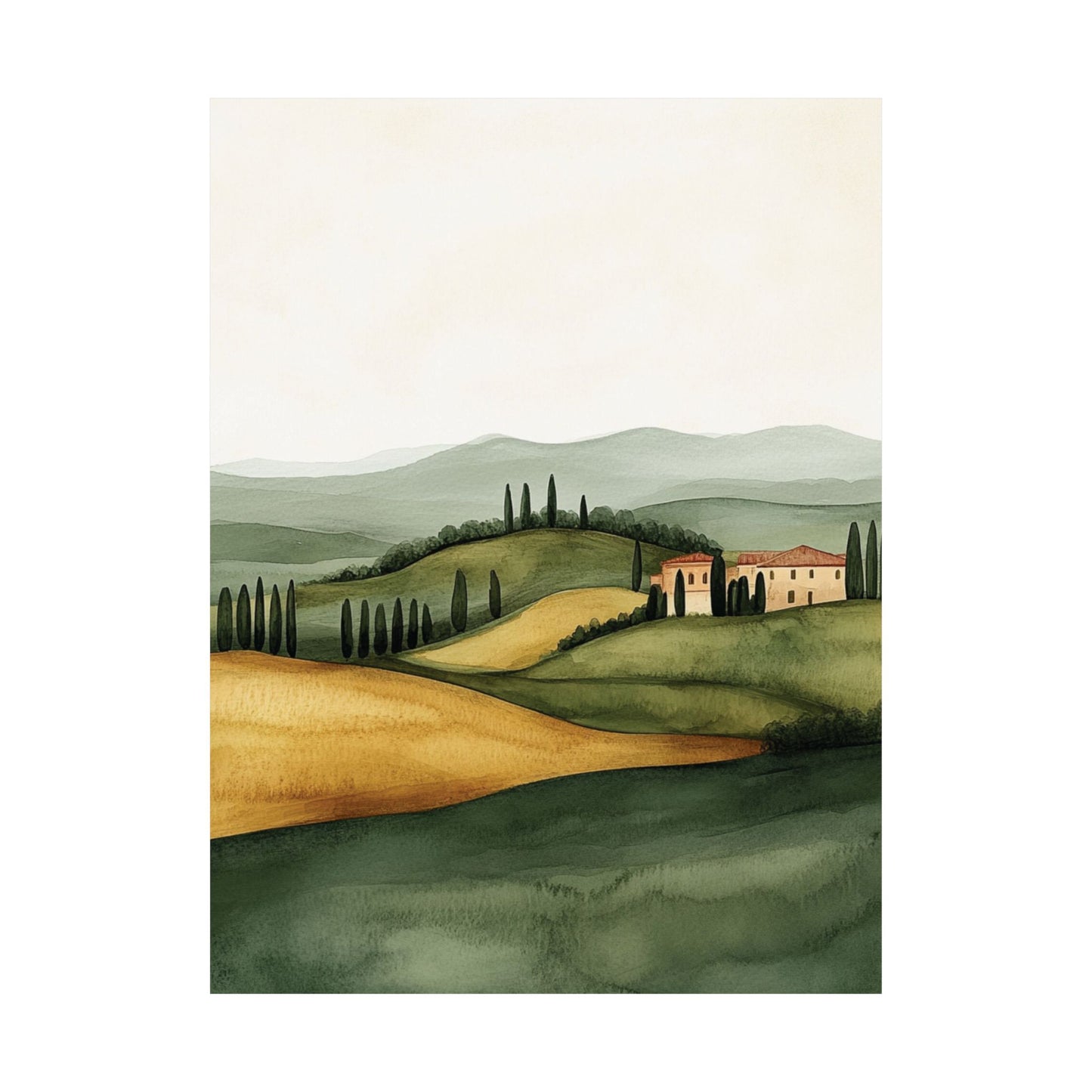 Mediterranean Rolling Fields Wall Art Poster