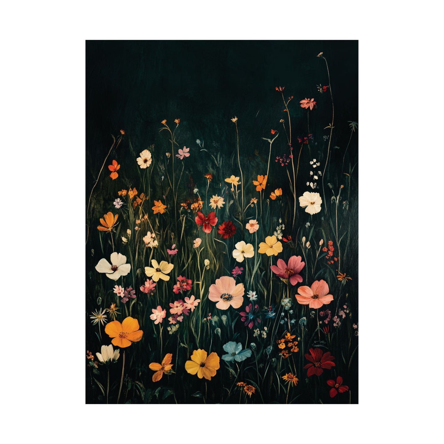 Night Meadow Wildflowers Printed Poster