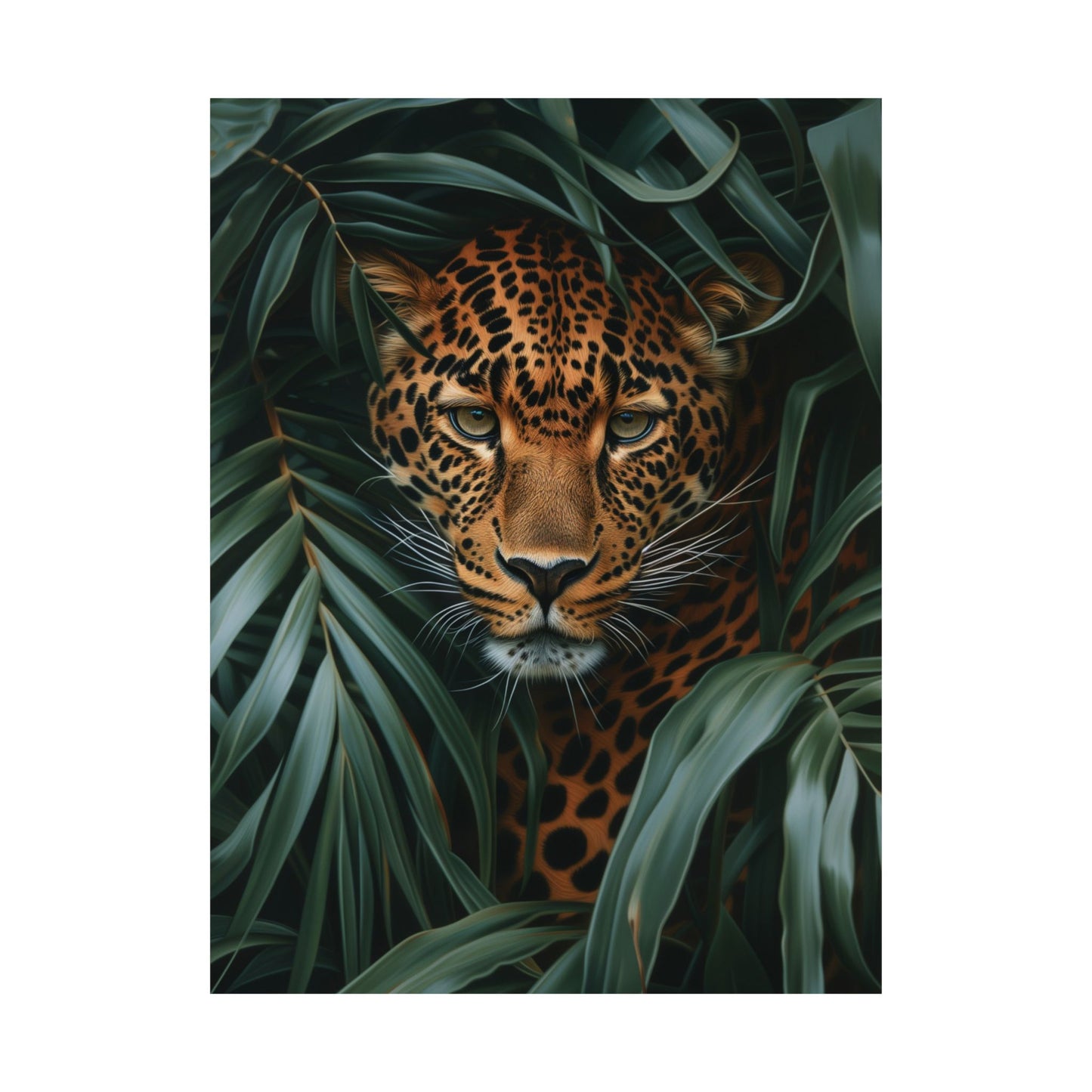Leopard in Jungle Foliage Printed Poster
