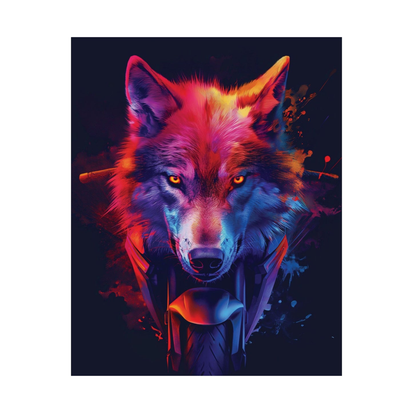 Neon Wolf Rider Printed Poster