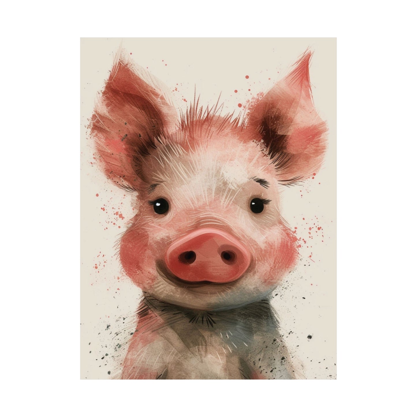 Watercolor Cute Piglet Printed Poster