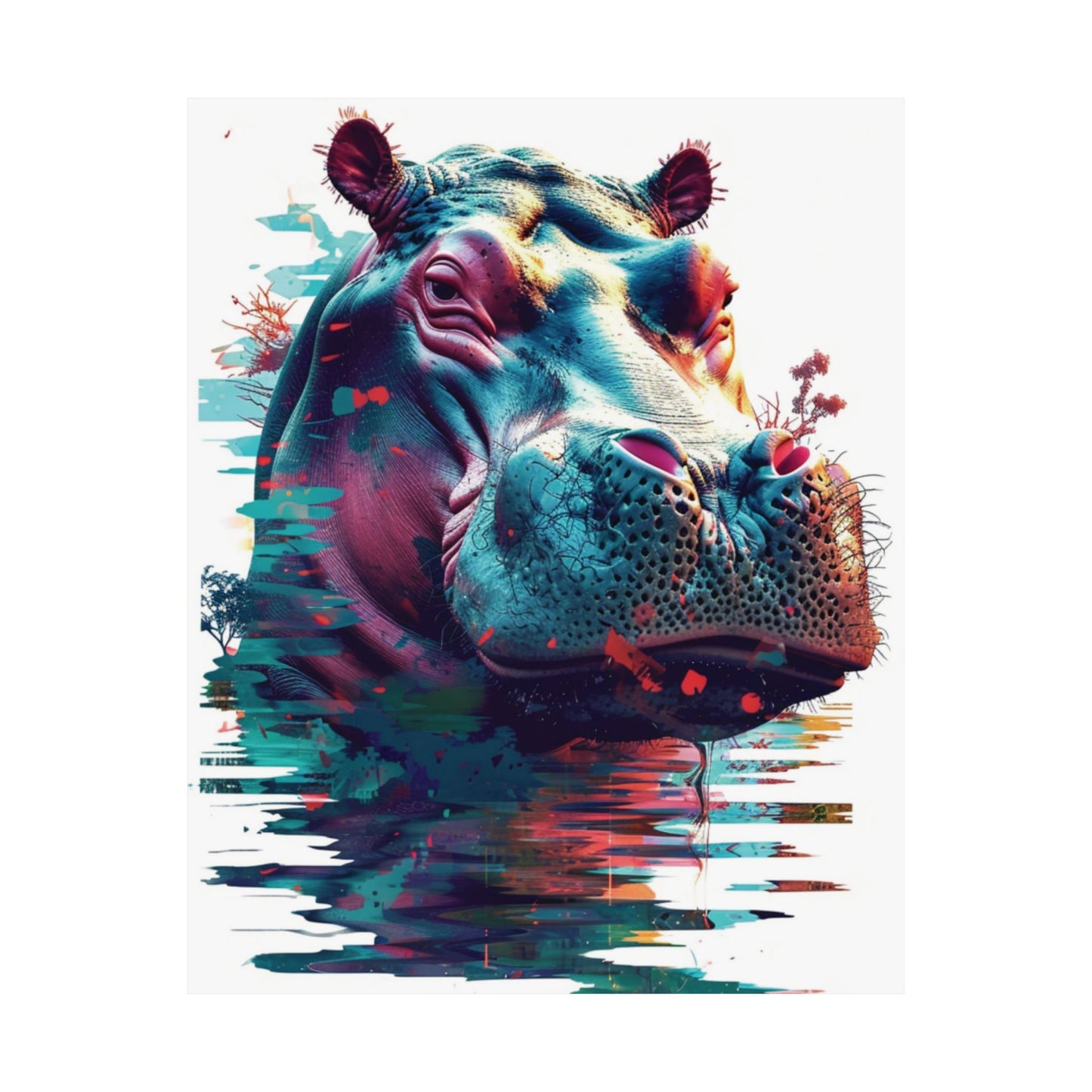 Cyber Hippo Printed Poster