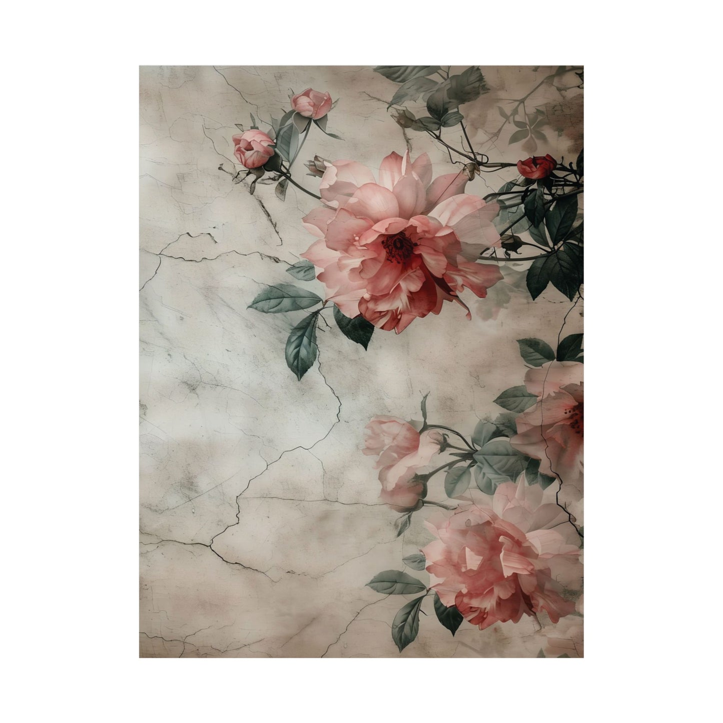 Vintage Pink Roses Printed Poster