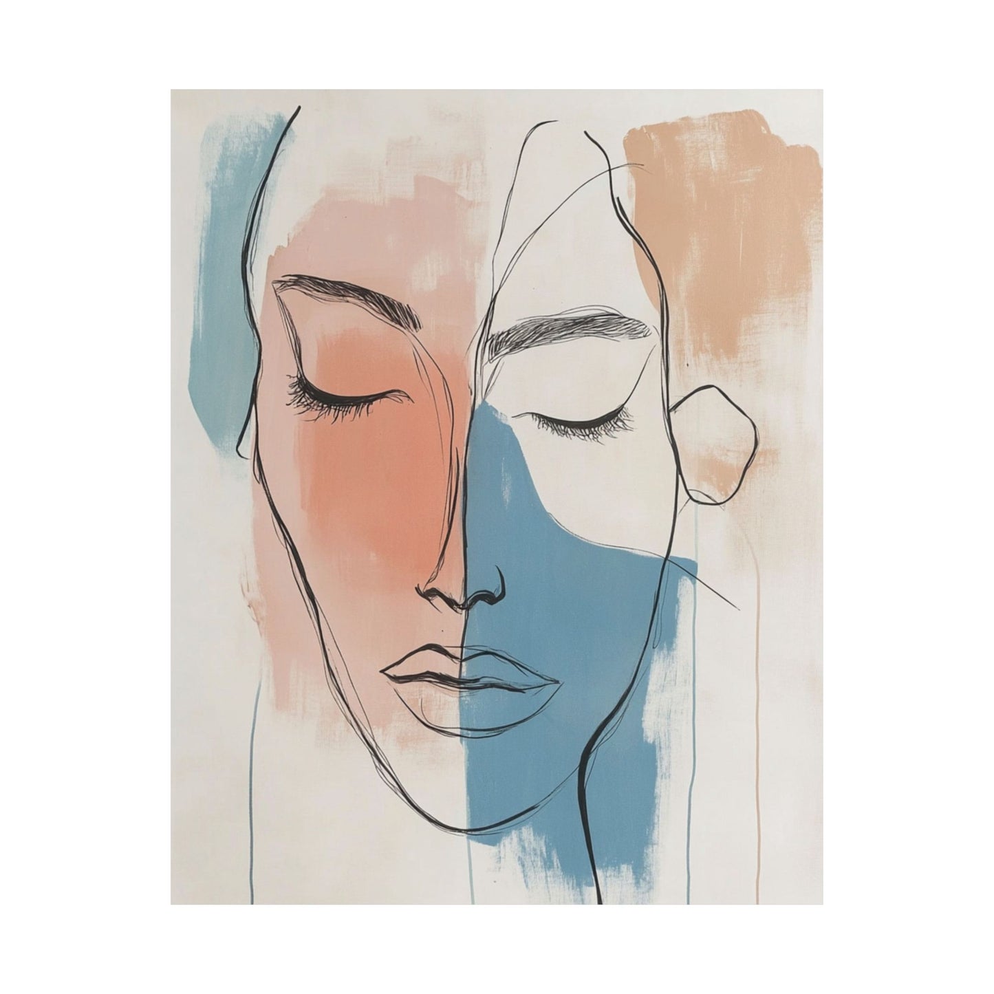 Blue Peach Portrait Wall Art Poster