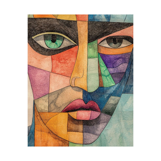 Colorful Patchwork Face Wall Art Poster