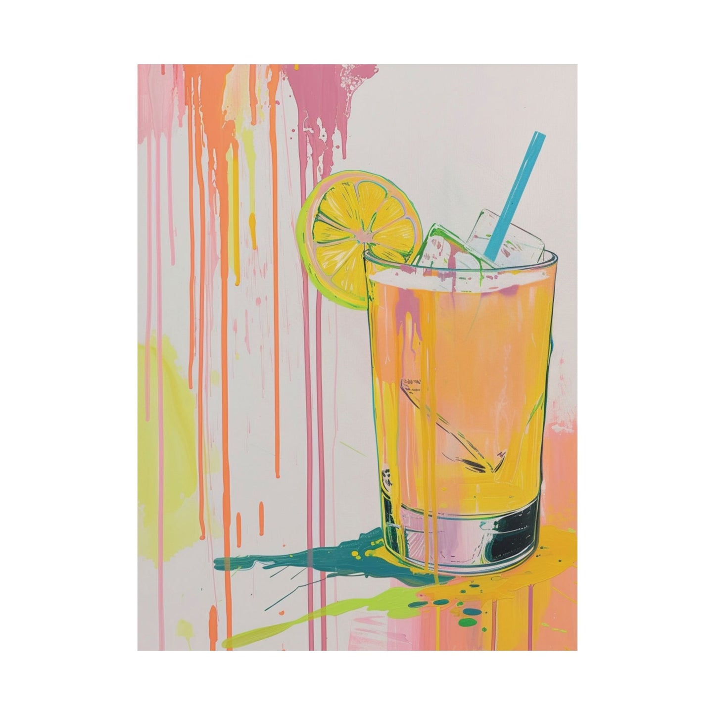 Citrus Splash Drink Art Printed Poster