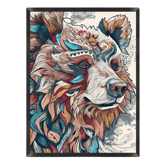 Colorful abstract bear illustration on a white background