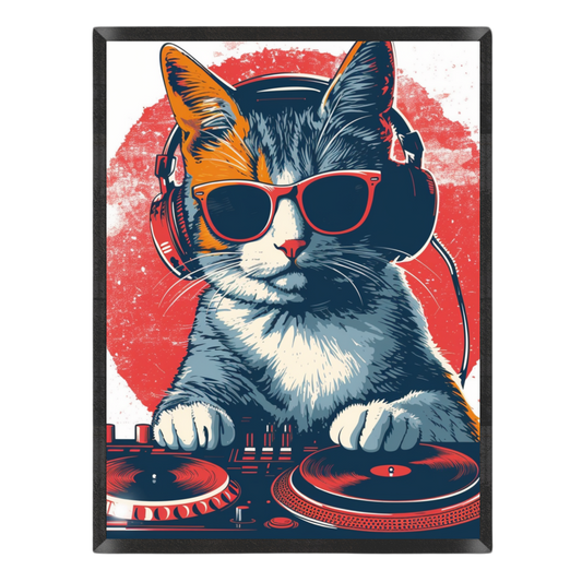 Retro DJ Cat Poster