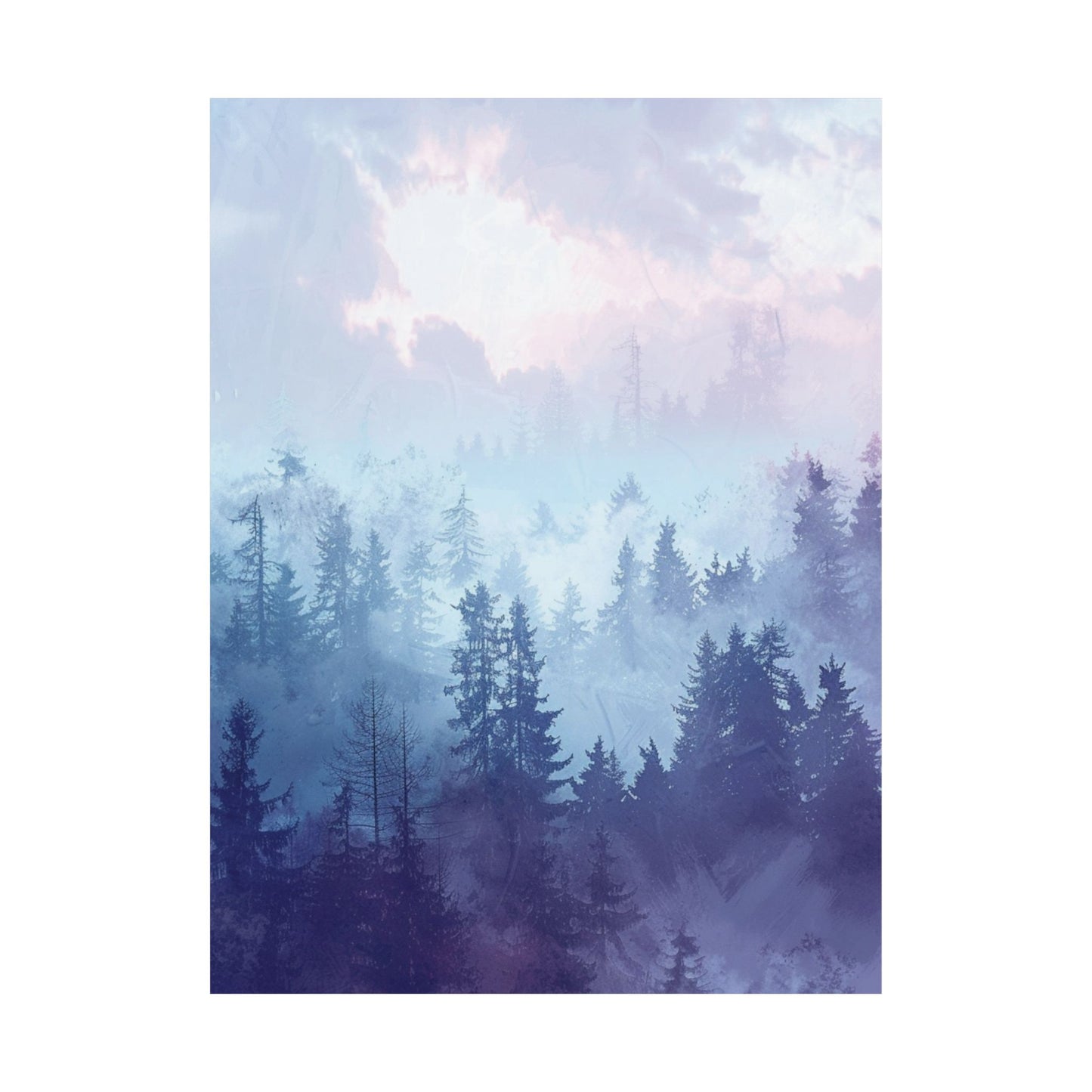 Misty Blue Forest Printed Poster