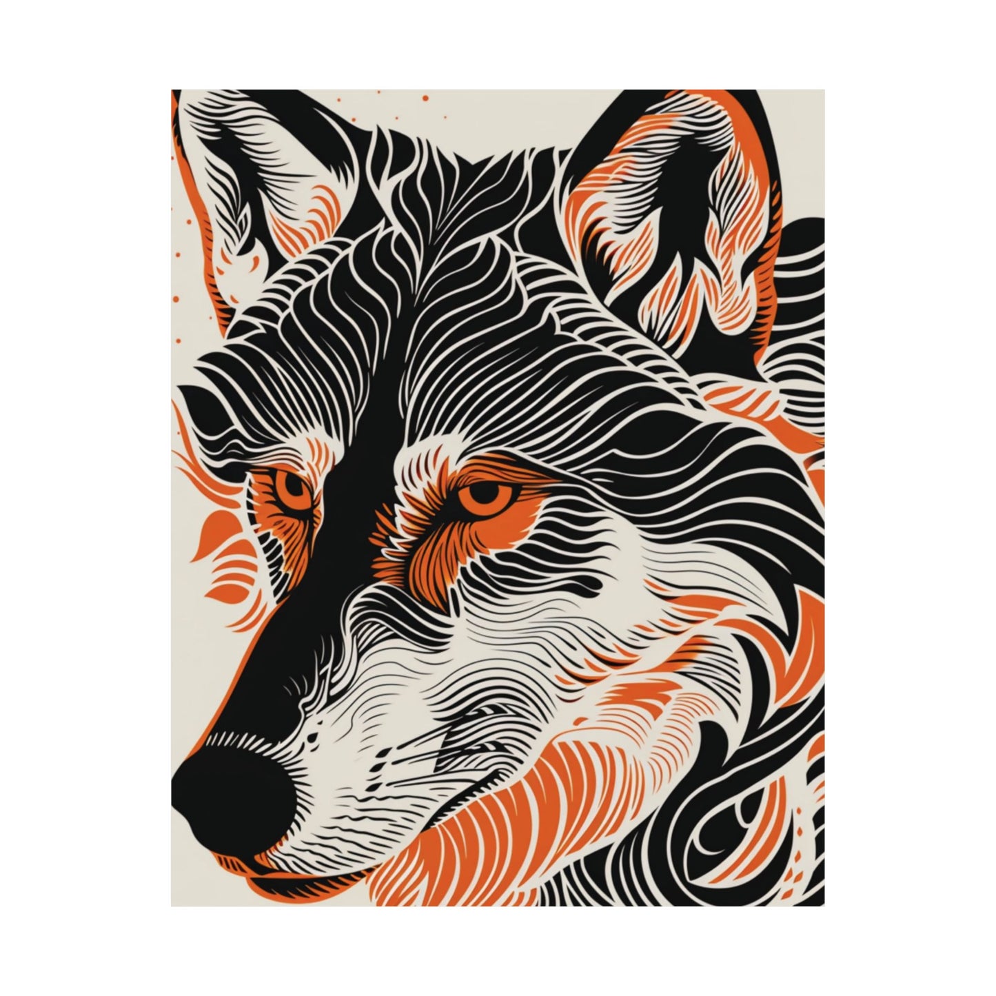 Wild Wolf Abstract Lines Printed Poster