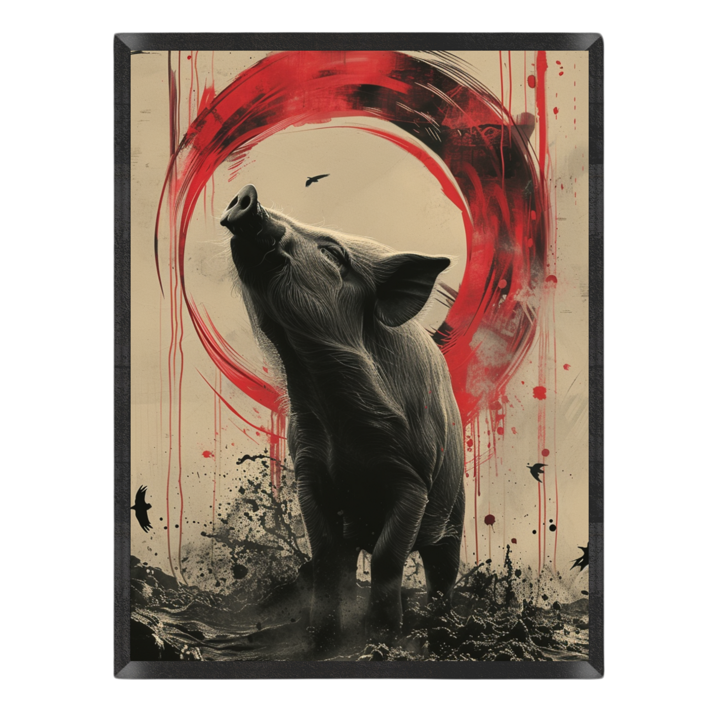 Midnight Wild Boar Poster