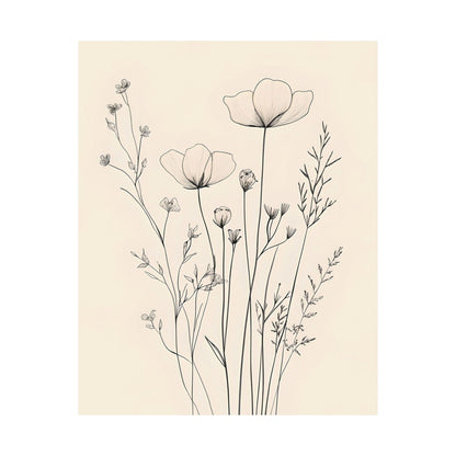 Delicate Wildflower Line Poster