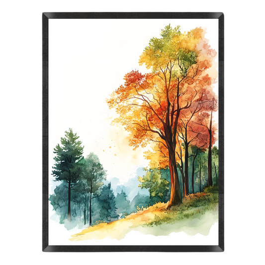 Autumn Watercolor Forest Poster