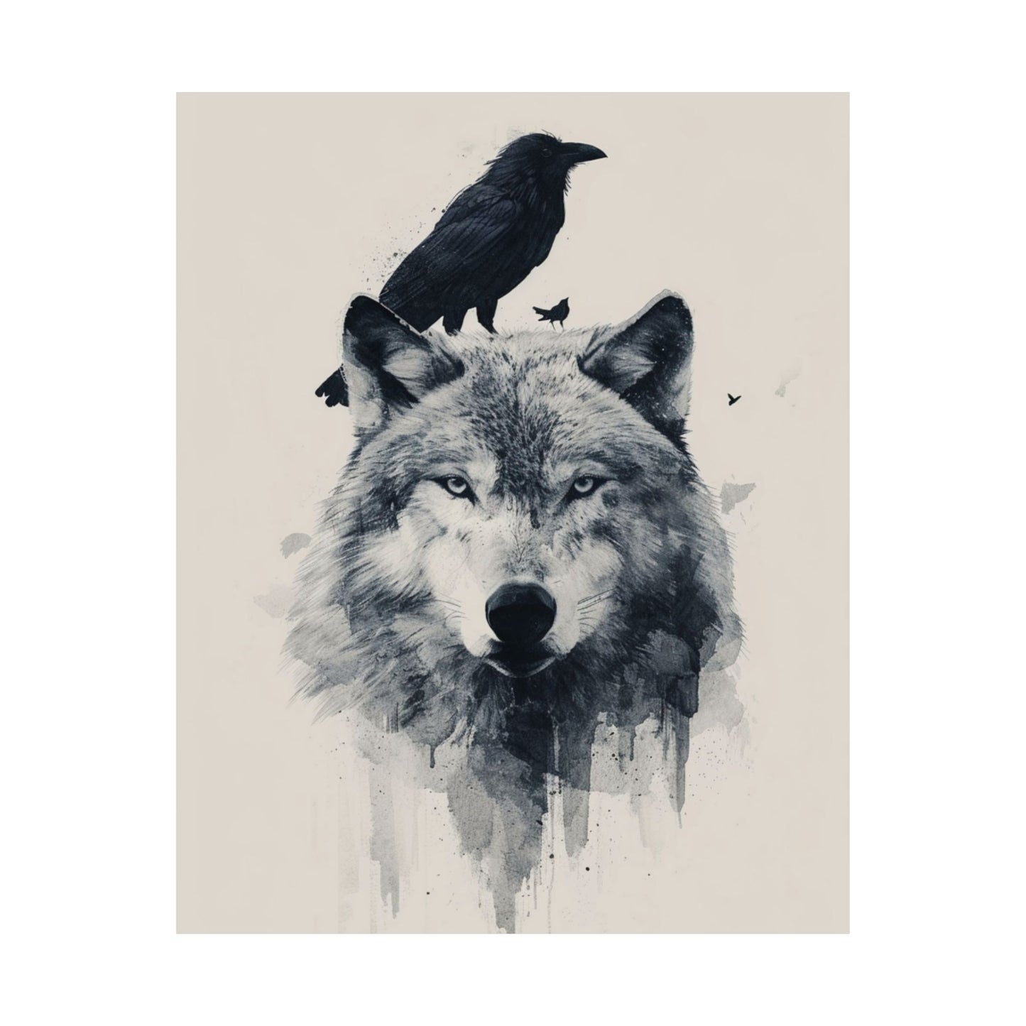 Wolf and Raven Art Print Printed Poster